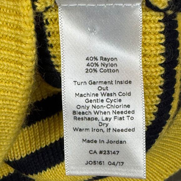 Talbots Sweater Womens Large Yellow Black Striped Cable Knit Long Sleeve Classic - Picture 6 of 9